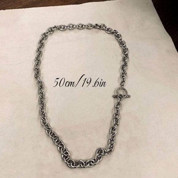 Men Silver Unique Punk Layering Choker Pendant Chunky Chain - Picture 6 of 6